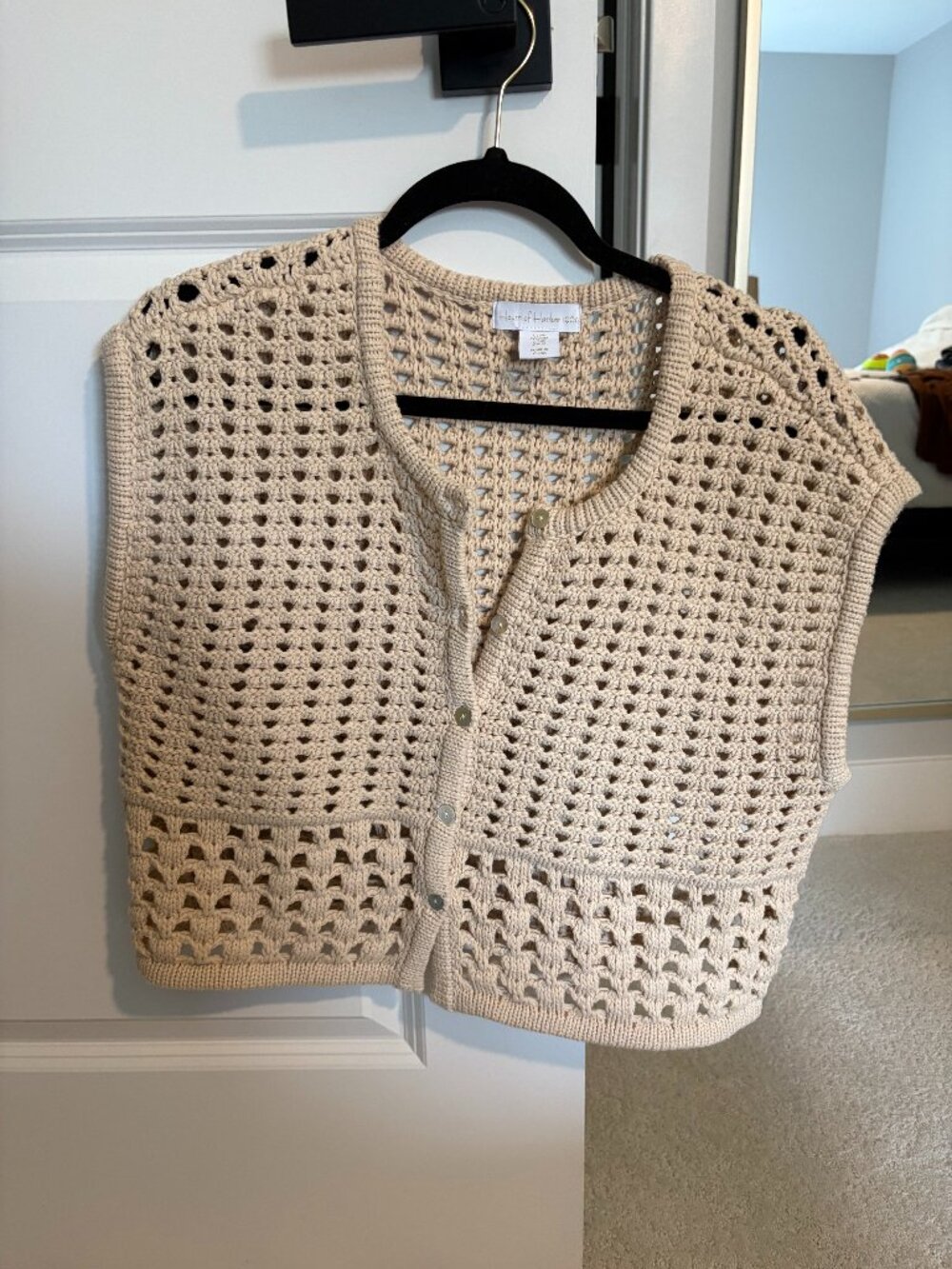 House of Harlow 1960 Crochet Tan Cropped Shirt Size Medium